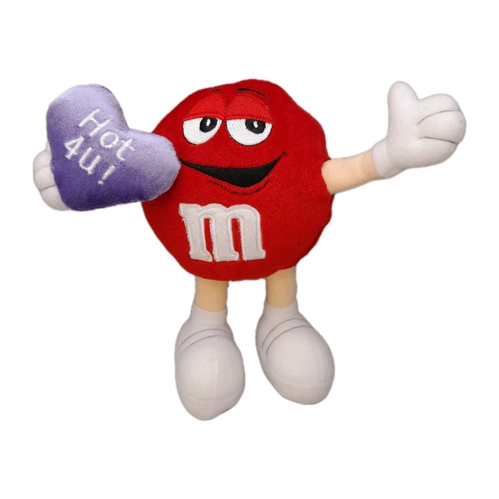 Vintage Red M&M Plush 7.5" 2001 Valentine‎ Hot 4 U Heart Stuffed Toy Candy